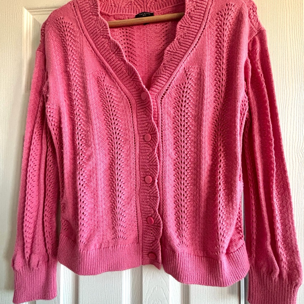Talbots Pink Button-Up Cardigan